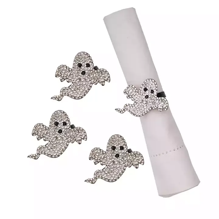 Spooky Ghost Stone Napkin Rings, Set of 4