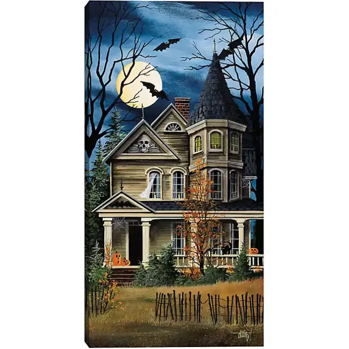 Spooky Haunted House Canvas Art Print