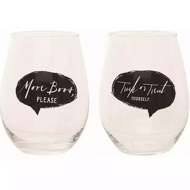 Spooky Sentiment Stemless Wine Glasses, Set of 4