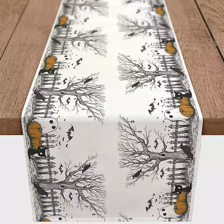 Spooky Tree Border Halloween Table Runner, 90 in.