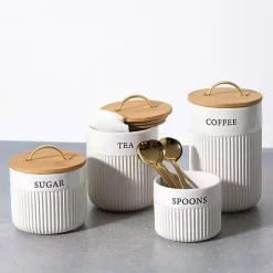 Spoons Ribbed Ceramic Canister