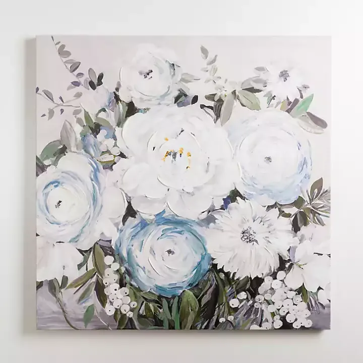 Spring Blue Floral Bouquet Canvas Art Print