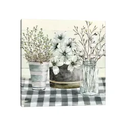 Spring Floral Gingham Canvas Art Print