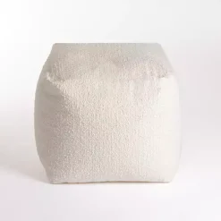 Square Ivory Boucle Pouf