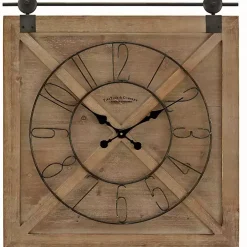 Square Wood Barn Door Wall Clock
