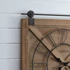 Square Wood Barn Door Wall Clock