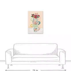 Stacked Floral Mugs Canvas Art Print