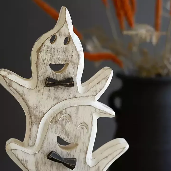 Stacked Ghosts Wooden Halloween Table Decoration