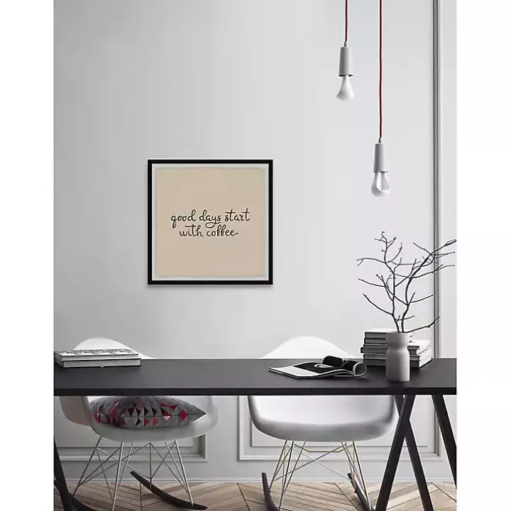 Start with Coffee Framed Wall Plaque