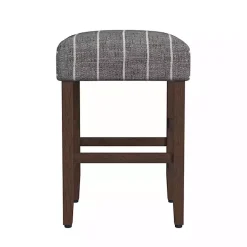 Steel Blue and White Striped Backless Stool