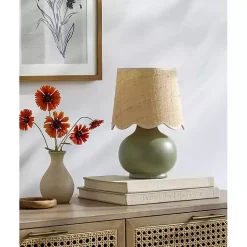 Stella Green Diminuta Table Lamp with Woven Shade