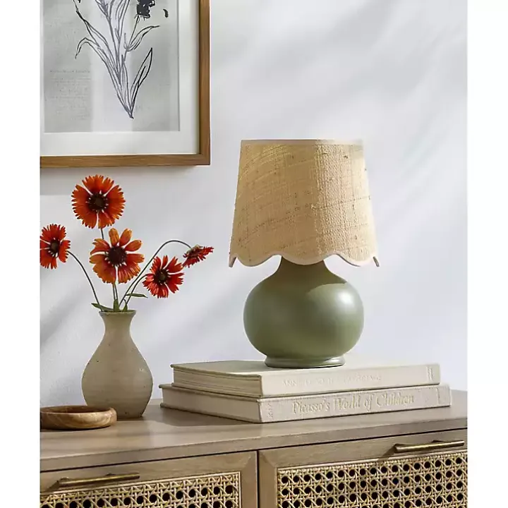Stella Green Diminuta Table Lamp with Woven Shade