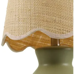Stella Green Mini Table Lamp with Woven Shade
