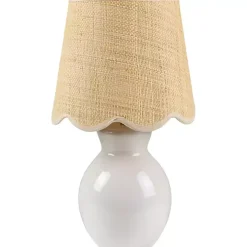 Stella White Mini Table Lamp with Woven Shade