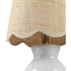 Stella White Mini Table Lamp with Woven Shade