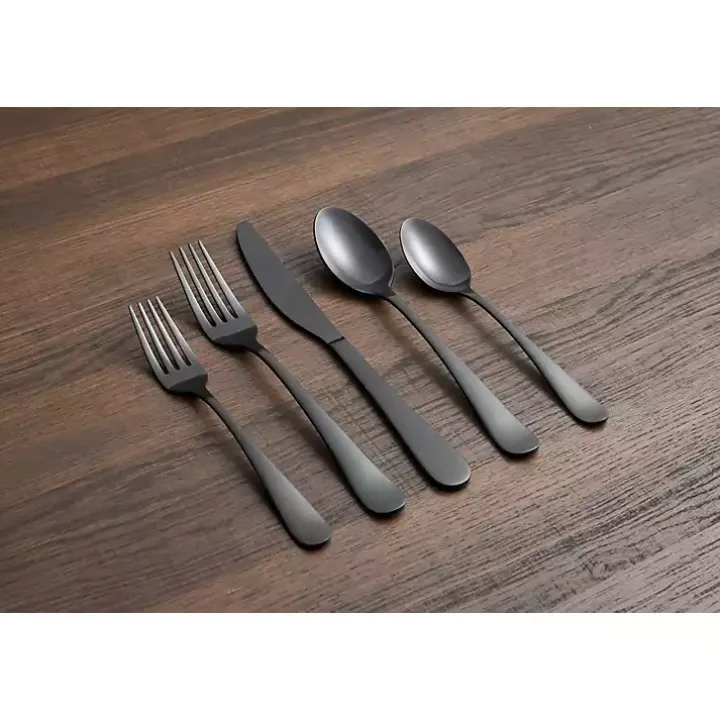 Stevie Black Satin 20-pc. Flatware Set
