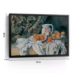 Still Life with a Curtain Framed Canvas Art Print