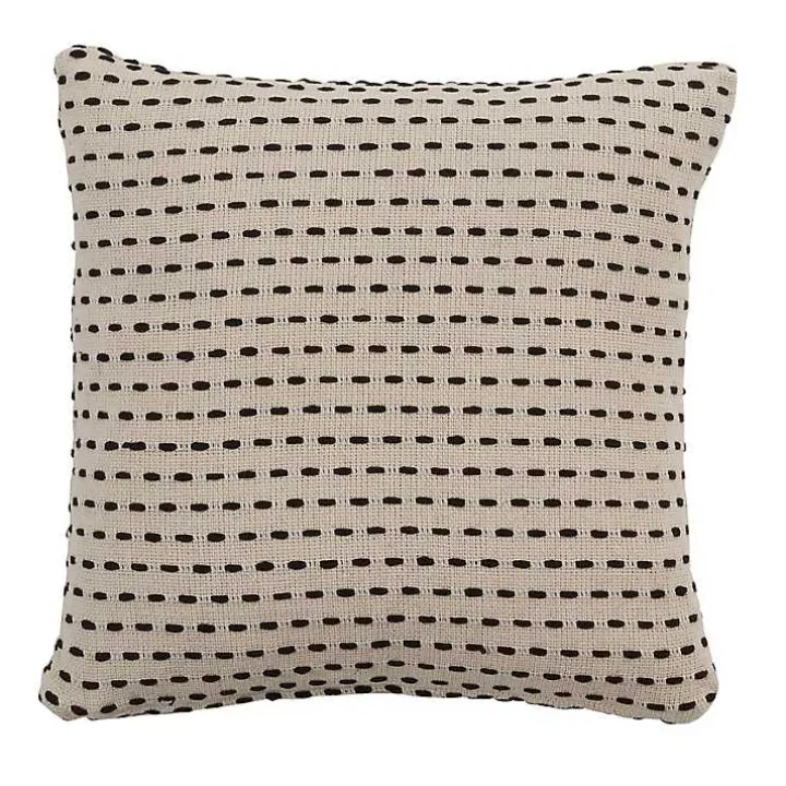 Stitch Line Cream Throw Pillow