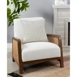 Stitch Line Cream Throw Pillow