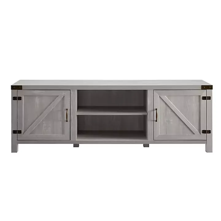 Stone Gray Barn Door TV Stand