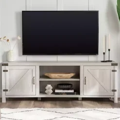 Stone Gray Barn Door TV Stand