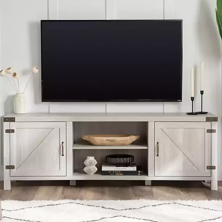 Stone Gray Barn Door TV Stand