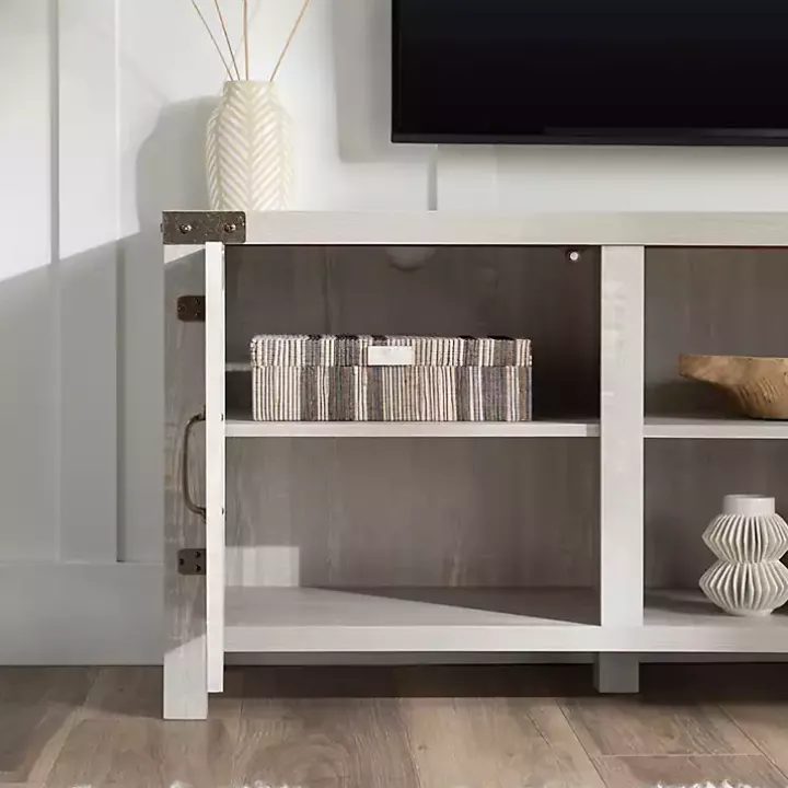 Stone Gray Barn Door TV Stand
