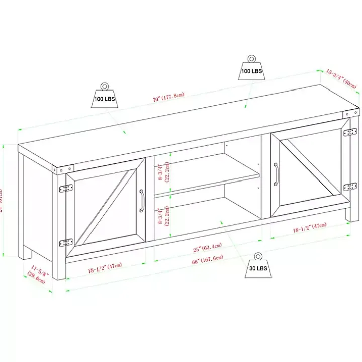 Stone Gray Barn Door TV Stand