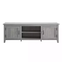 Stone Gray Grooved Door Modern Farmhouse TV Stand