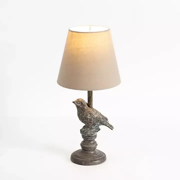 Stone Gray Perched Bird Table Lamp