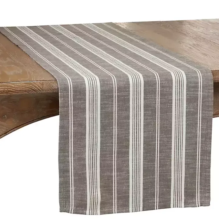 Stone Gray Thin Striped Table Runner