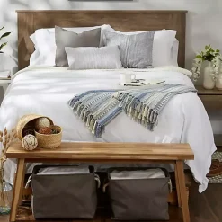 Stonewash Blue Braided Fringe Throw