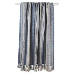 Stonewash Blue Braided Fringe Throw