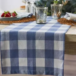 Stonewash Blue Buffalo Check Table Runner, 72 in.