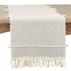 Striped Chunky Fringe Table Runner