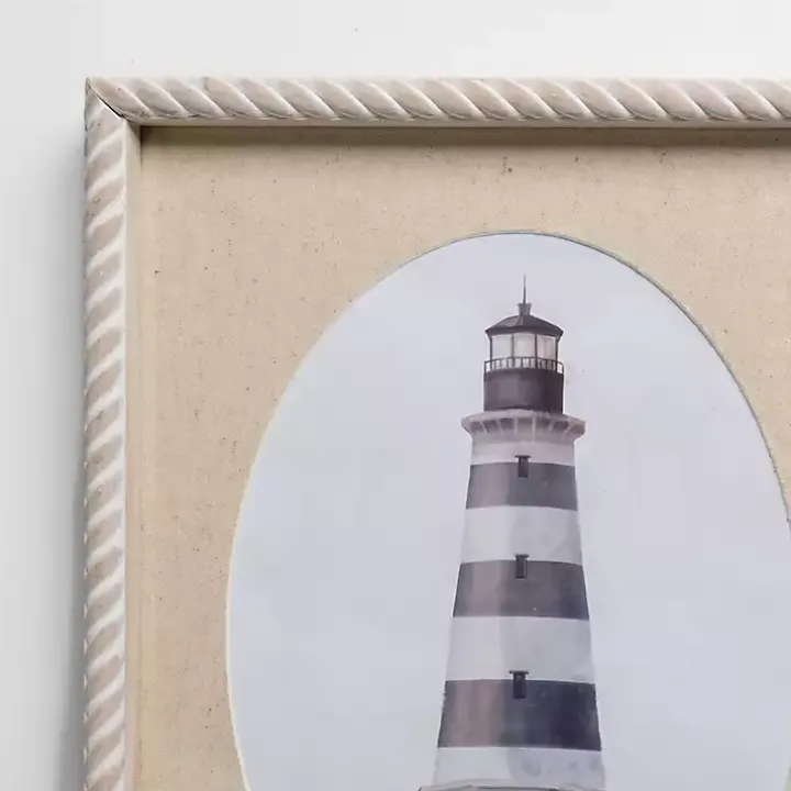 Striped Lighthouse Framed Art Prints, Set of 2