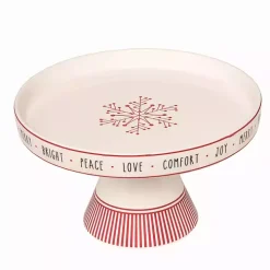 Striped Snowflake Ceramic Cake Stand