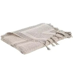 Stripes and Fringe Cream Throw Blanket