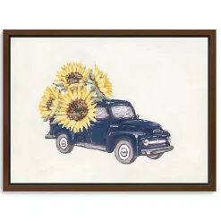 Sunflower Farm Truck Framed Canvas Art Print