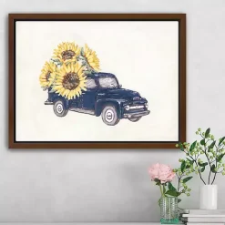 Sunflower Farm Truck Framed Canvas Art Print