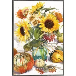 Sunflower Mason Jar Framed Canvas Art Print