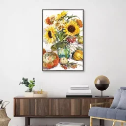 Sunflower Mason Jar Framed Canvas Art Print