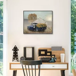 Sunflower Truck Framed Canvas Art Print