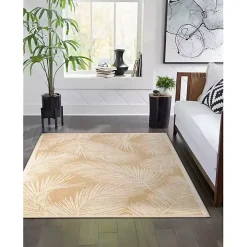 Sunlight Palm Leaves Outdoor Area Rug, 6x9