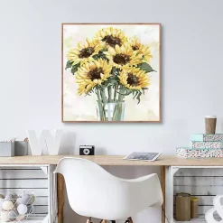 Sunny Sunflowers Framed Canvas Art Print