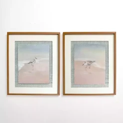 Sunset Birds Cane Framed Art Prints, Set of 2