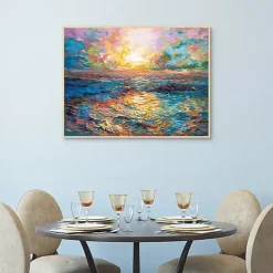 Sunset in Mykonos Framed Canvas Art Print