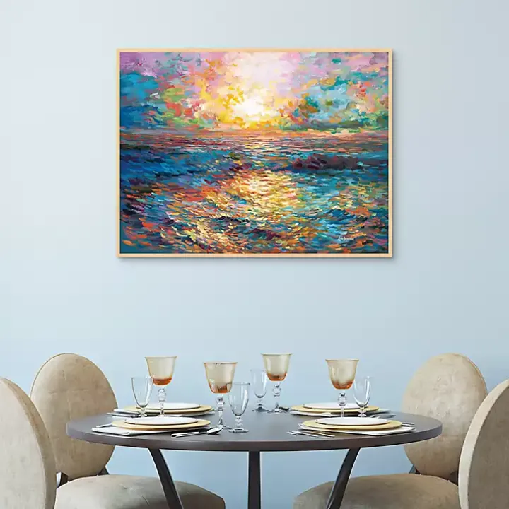 Sunset in Mykonos Framed Canvas Art Print