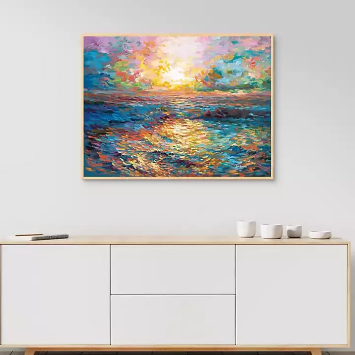 Sunset in Mykonos Framed Canvas Art Print