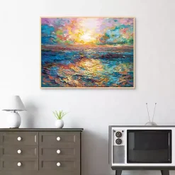 Sunset in Mykonos Framed Canvas Art Print